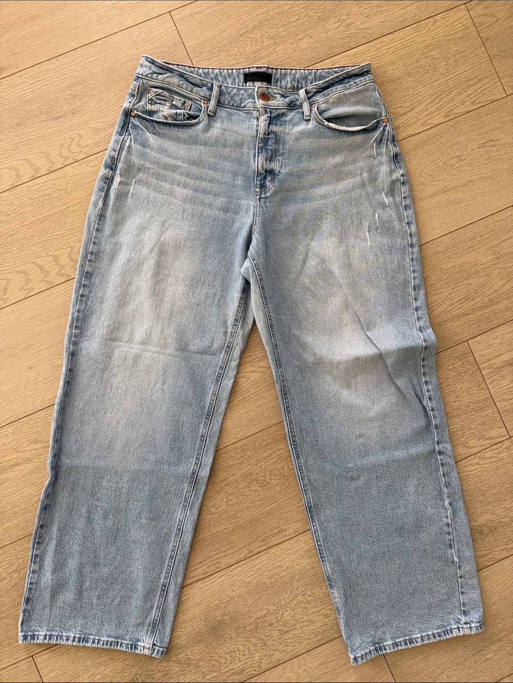 Light Blue Boyfriend Wide-Leg Women’s Jeans - High-Rise Casual